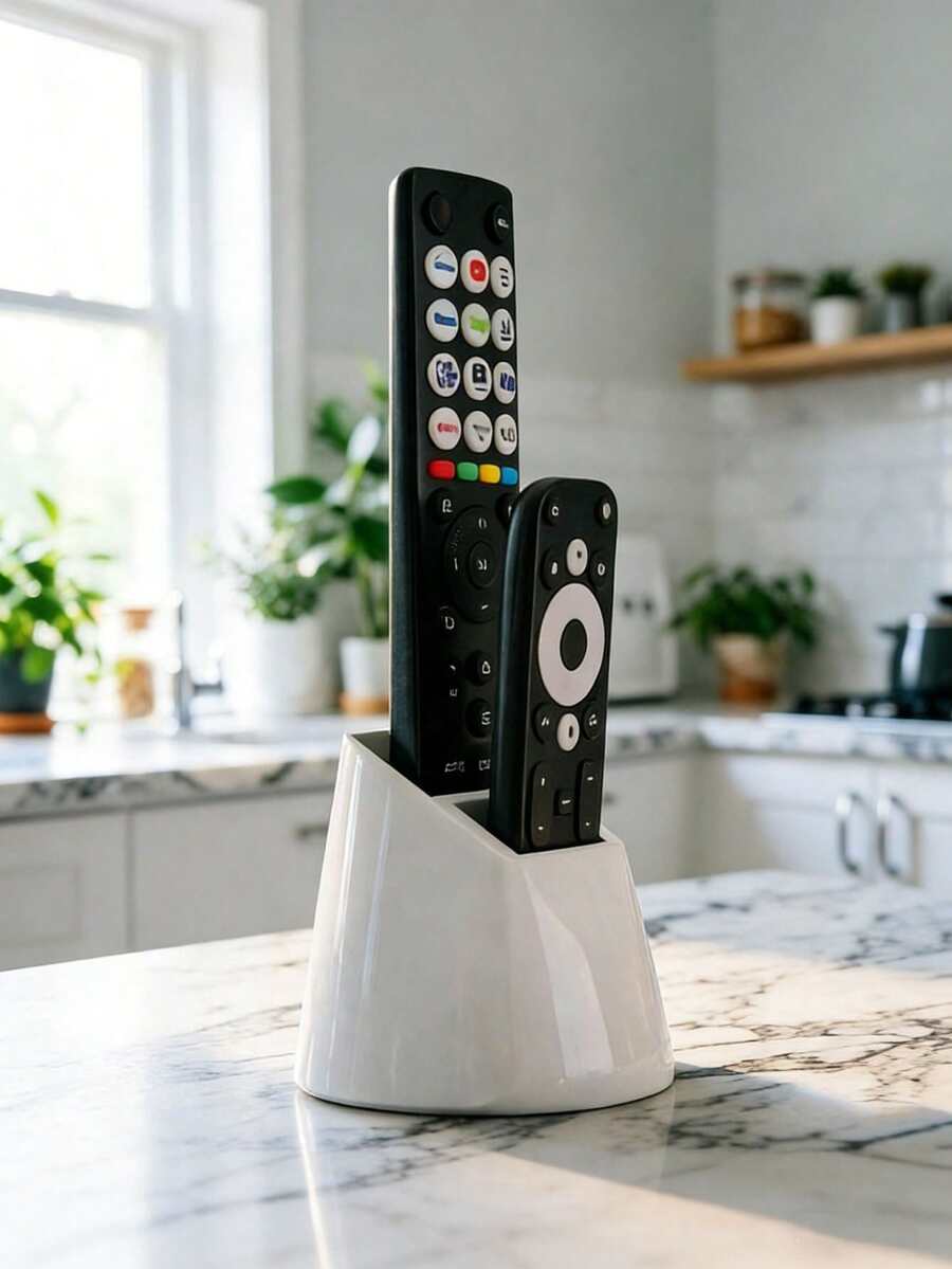 Drill-Free Desktop Remote Control Organizer Holder, 2-Slot Design Suitable For TV, AC And Lighting Remotes, Excellent Desktop Organizer Tool, Minimalist Stylish Design - Multicolor - View 1