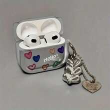 Ins Heart DIY Sticker Candy Protective Case Compatible With AirPods 3, 2, Pro Silicone Soft Shell Bluetooth Wireless Earphone Cover, Girly Style - Silver - View 6