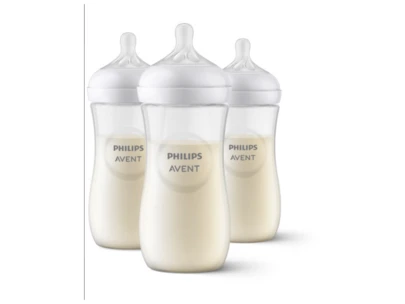 Philips Avent Natural Baby Bottles With Natural Response Nipples (Fast Flow, Flow 4), 11oz, 3-Pack, SCY906/93