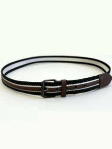 Cinto masculino de lona, estilo vintage streetwear coreano, ideal para usar com jeans, fivela retangular versátil, cinto longo de lona unissex para estudantes e uso diário. - Multicolorido - Ver 3