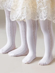 2双装女士/女孩连裤袜，优雅甜美公主风镂空爱心/羽毛爱心设计，经典纯色简约时尚百搭连裤袜，舒适透气柔软休闲打底裤，适合派对、假日、返校、旅行、户外活动、日常穿着、情人节等场合。 - 白色 - 查看 7
