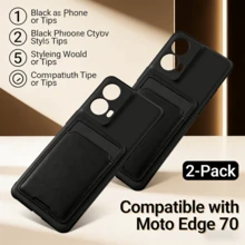 2件装：黑色摩托罗拉卡包式手机壳，适用于摩托罗拉Edge 70、摩托罗拉G57、摩托罗拉G67 Power、摩托罗拉G57 Power、摩托罗拉E15、摩托罗拉E14、摩托罗拉G15、摩托罗拉G23、摩托罗拉G35、摩托罗拉G45、摩托罗拉G55、摩托罗拉G75、摩托罗拉G85、摩托罗拉Edge 50 Neo。黑色卡包式手机壳，手机卡包。 - 黑色1 - 查看 9