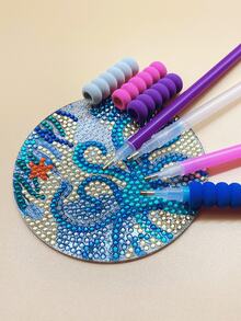 4-Color Diamond Painting Pen Set (Purple, Transparent, Pink, Blue), With Anti-Slip Foam Grip And Interchangeable Pen Tips, Suitable For 5D Diamond Painting, Rhinestone Sticking, DIY Crafts - Drill Pen Set - View 8