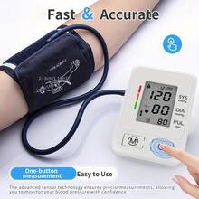 Home Blood Pressure Monitor With Large LCD Screen And Auto Inflation - Compatible With 9-17 Inch Arm Cuff, USB Powered Digital Blood Pressure Meter With Memory Storage, Heart Rate Monitoring And Pulse Wave Display, User-Friendly Interface, Suitable For Home Health Management (Batteries Not Included) - White - View 6