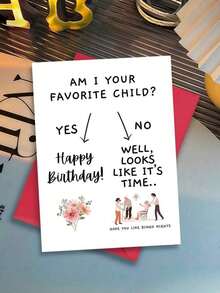 1pc Funny Mom's Birthday Card - "Am I Your Favorite Child?" (Bingo Night Humor) |   Daughter/Son Sibling Competition Card For Mom |   Blank Inside, Includes Envelope - Single Piece - View 1