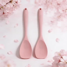 Muỗng và thìa silicon chống dính dùng để nướng và nấu ăn, dài 33 cm, chịu nhiệt, an toàn cho nhà bếp và máy rửa chén (Hồng/Cam/Xanh dương/Đỏ/Xanh lá cây/Đen, gói 1/2 chiếc) - 2 cái - Xem 17