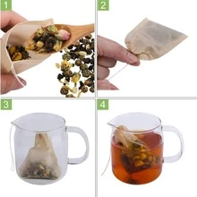 100pcs Tea Bag Filters, Disposable Tea Leaf Filter Bags Made Of Wood Pulp Compostable, Unbleached Empty Tea Bags With Drawstring, Suitable For Loose Tea, Coffee, Spices, Herbs - Khaki - View 10