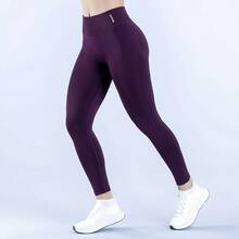 DYFINE Comfortable High Waisted Yoga Leggings For Women - Way Stretch Moisture Wicking Workout Pants, Ideal For Yoga Pilates Fitness - 葡萄紫 - 查看 5