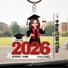 Llavero de acrílico personalizado, regalo conmemorativo de graduación personalizado 2026, regalo de graduación de escuela secundaria/universidad, nombre personalizado, estilo de graduación y regalo escolar, llavero de acrílico de graduado de dibujos animados, regalo para ella - Llavero conmemorativo de la graduación X - Ver 2