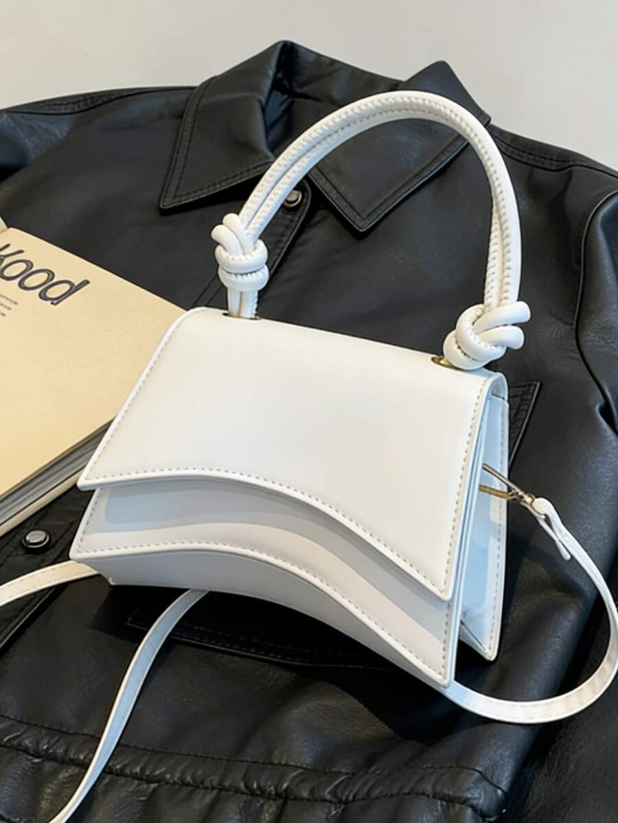 Đúng mốt Mini Người đi lại Tiếp tục Thuận tiện chất liệu da PU Quý cô Hình vuông Túi xách tay Thiết kế Mini Tối giản Màu thuần Túi Satchel , Đập nhẹ Toàn trận Textured Túi đeo vai Đối với phụ nữ , Túi Top Handle - trắng - Xem 1