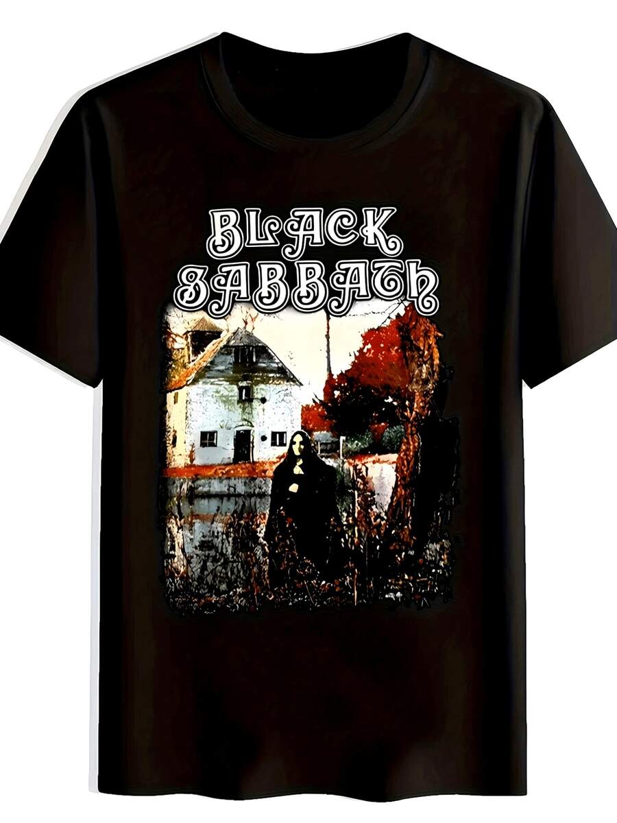 Maglietta in puro cotone unisex per uomo e donna, stile vintage rock band - maglietta grafica vintage della band, leggera e traspirante, girocollo per fan del rock classico e uso casual quotidiano, magliette rock band, tessuto dalla texture morbida in cotone, casual per uso quotidiano, leggero e traspirante, carino, perfetto per vacanze, bluse, magliette da donna - nero - Visualizzare 1