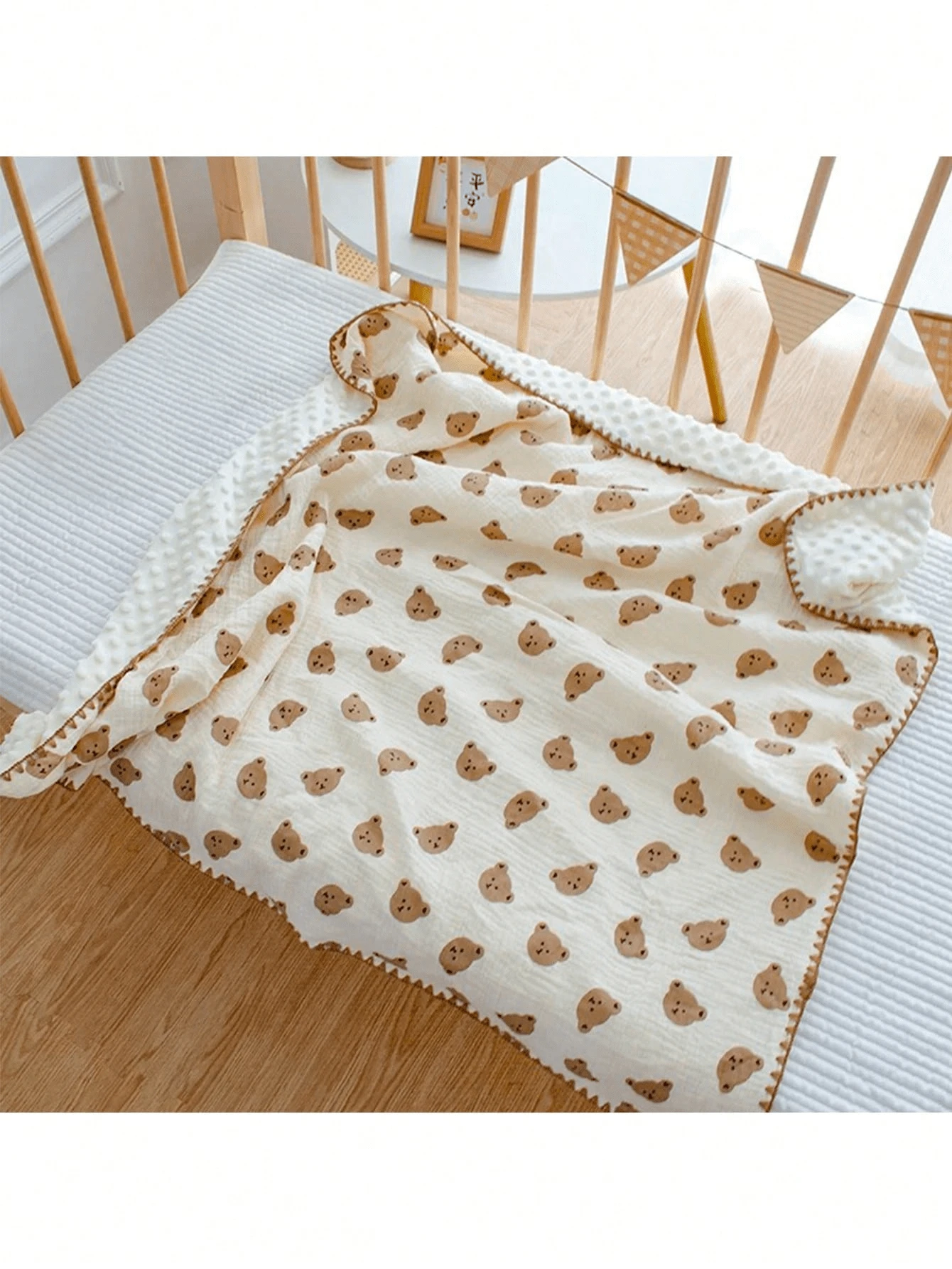1pc Animal Bear Head Blanket, Infant Soft Comforter, Newborn Soothing Crib Quilt - Bear Head - View 1