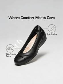 Women Wedge Flats 1.5 Inch Heel Classic Comfortable Dress Business Office Work Arch Support Ballet Flats Shoes - 黑色 - 查看 6