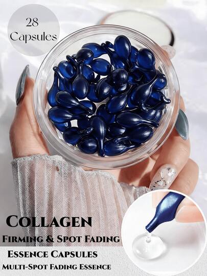 HEMEIEL 28粒胶原蛋白亮肤胶囊精华液 - 维生素E保湿补水精华液 - 抗皱、平滑肌肤、提亮肤色 - 修护精华液 - 适合所有肤质，胶原蛋白补充剂增强肌肤弹性 - 旅行装，适合干性肌肤