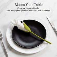 A Green Twisted Flower-Shaped Napkin Ring| With Detachable And 360° Rotatable Design, It Is Perfect For Dining, Romantic Dining And As A Gift - Gói màu xanh lá cây - Xem 10