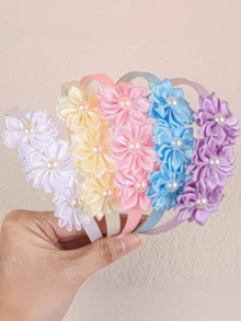 1/3/5 cái băng đô hoa đính đá thủ công, băng đô tóc hoa ngọc trai satin, phụ kiện tóc đeo hàng ngày đa năng không gây bó chặt mới - Nhiều màu - Xem 33