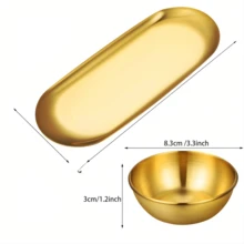 Bộ 4/8 món bát và đĩa đựng gia vị mạ vàng sang trọng, chất liệu thép không gỉ cao cấp, bộ đồ ăn trang nhã, thích hợp cho Giáng sinh/Năm mới/Đám cưới/Ngày của Mẹ/Tiệc tùng. - Nhiều màu - Xem 8