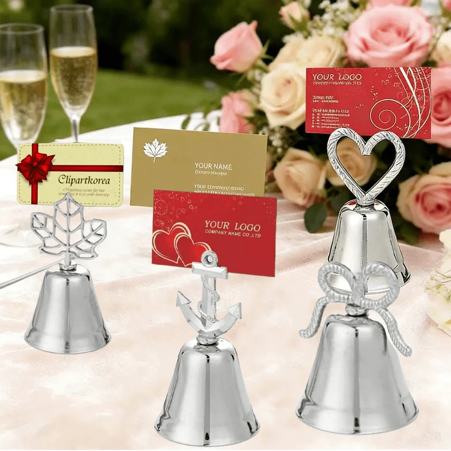 1 Giá đỡ tên chỗ ngồi bằng kim loại cho bàn ăn, đồ trang trí bàn làm việc, giá đựng ghi chú, giá đựng danh thiếp, giá đựng chuông bạc nhiều hình dạng, giá đựng tin nhắn - bạc - Xem 1