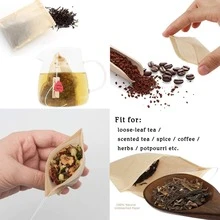 100pcs Tea Bag Filters, Disposable Tea Leaf Filter Bags Made Of Wood Pulp Compostable, Unbleached Empty Tea Bags With Drawstring, Suitable For Loose Tea, Coffee, Spices, Herbs - Khaki - View 8
