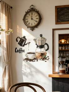1pc Removable Waterproof PVC Wall Sticker, Coffee Machine, Coffee Beans, Coffee Cup Decor, Suitable For Cafe, Living Room, Study, 11.8*15.3inch - D - View 5