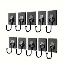 10 chiếc móc treo tường cỡ lớn chịu lực cao, móc treo tự dính, móc đa năng treo áo khoác, mũ, khăn, chìa khóa, vật dụng linh tinh, móc treo chống thấm nước cho phòng tắm, nhà vệ sinh, nhà bếp, phụ kiện móc treo gia dụng. - màu đen - Xem 1