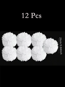 12件套纸花花束，采用绉纸制成，适用于订婚派对、婚礼派对、新娘送礼会、生日派对、墙面装饰、母亲节、节日室内/室外装饰、婚礼装饰、卧室、浴室、窗台、入口、庭院、商业空间等场合。 - 紙絨球 - 查看 8