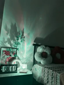1pc Extended Battery Life Aurora Wave Effect Atmosphere Projection Lamp, 16 Color LED Light, Touch/Remote Control, Dimmable Ambient Lighting, Glass Art Decor Lamp, LED Starry Sky Projection Lamp, Suitable For Bedroom, Living Room, Holiday & Party Decoration, Gift - Multicolor - View 3