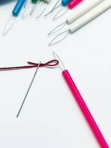 4pcs Extended Round Handle Threading Tools, Blue Green White Rose Red 4 Colors Available, Non-Slip Design For Effortless Threading, Suitable For Clothing Repair, Traditional Robes, Abaya Sewing And Embroidery Crafts, Practical Handmade Sewing Accessories - Plastic Thread Threader - View 3