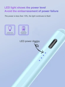 Bút cảm ứng độ nhạy cao, sử dụng pin 90mAh, tương thích với iPad 11/10/9/8/7/6, Air 7/6/5/4/3, Pro 13"/12.9"/11" 2018-2025, Mini 7/6/5, có chức năng phát hiện độ nghiêng và loại bỏ lỗi chạm lòng bàn tay, màu xanh nhạt. - Màu xanh nhạt - Xem 10