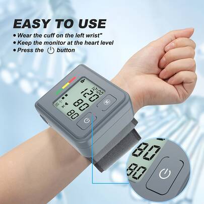 1pc Smart Wrist Blood Pressure Monitor (Battery Not Included), One-Key Fast Response, Dual-User Memory Mode, Essential Home Medical Health Care, Compact Size, Convenient For Travel, Automatic Cuff Retraction