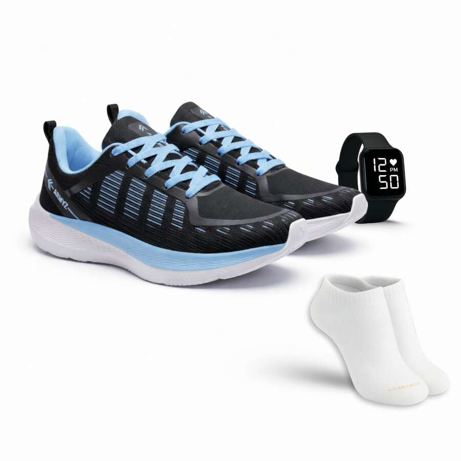 Athletic Shoes With Accessories – Lightweight, Comfortable, Ideal For Training And Everyday Use - 黑/藍 - 查看 1
