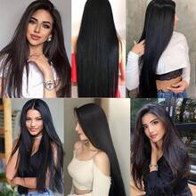 ZHENDEFA 120g Remy Human Hair Clip-In Extensions, 8pcs Invisible Straight No-Trace Hair Clips, Natural Black - SNatural - View 10