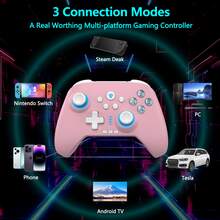 YUYIU 2.4G Wireless PC Controller With RGB Lighting/Programming Keys/Hall Joysticks/Hall Triggers/Vibrations,Three-Mode Switch Controller,Plug And Play Work For Windows PC, Android, Switch, Steam,TV - Cherry Blossom Powder - View 1
