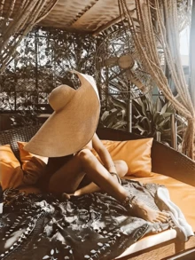 女士新款草帽，欧美风防晒帽，透气遮阳帽，复古夏季帽 - 彩色 - 查看 5