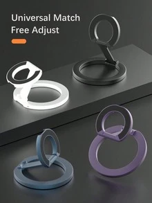 Mini Foldable Stand Phone Ring Holder 1pc Magnetic Foldable 360° Rotatable Lightweight Alloy Phone Holder Dual-Sided Strong Magnetic Adsorption Compatible With IPhone & Android Phones Mother's Day Gift Birthday - Multicolor - View 4