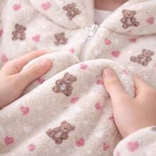 Girls' Fleece Jumpsuit With Hood - Comfortable And Warm Winter Clothing - Gấu bông Off-White - Xem 2