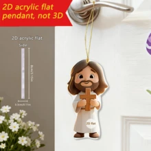 1 pieza Colgante de Jesús, Calcomanía colgante de acrílico plano 2D, Perfecto para decorar espejos retrovisores de automóviles, llaveros de bolso y accesorios de llavero, Un regalo cristiano inspirador. - Multicolor - Ver 6