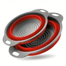 Collapsible Strainer Set, Includes Foldable Colander, Suitable For Kitchen, Small Round Funnel With Base And Handle, For Pasta, Fruit, Vegetables - Space-Saving Kitchen Strainer - Round - View 9