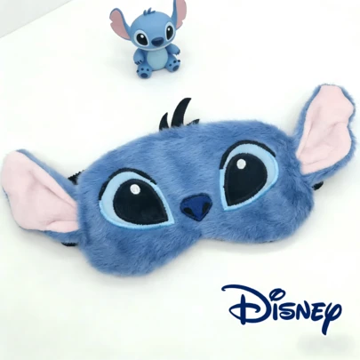 Disney מסכת עיניים בסגנון קריקטורה חמודה עם תפרים, טלאים בכחול ולבן, עיצוב מעוצב, נוח ונושם, ידידותי לעור, שקוף לשינה טובה יותר, מסכת עיניים קטיפה, חיונית לתנומות סטודנטים/נסיעות/נסיעת עסקים, מקלה על עייפות עיניים, מסכת עיניים רכה ונושמת