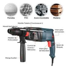 Con Kit de Herramientas con Accesorios Taladro Rotatorio para Martillo Rotatorio Taladro Rotatorio para Martillo Rotatorio Taladro de Impacto Taladro de Cincel de Impacto Taladro de Cincel para Martillo Rotatorio Taladros de Impacto SDS Plus Taladro Eléctrico de Martillo de Doble Manija Taladro Eléctrico de Martillo Rotatorio para Concreto Taladro Eléctrico de Martillo Rotatorio para Concreto - Tipo de Enchufe A USA (110-127V) - Ver 2