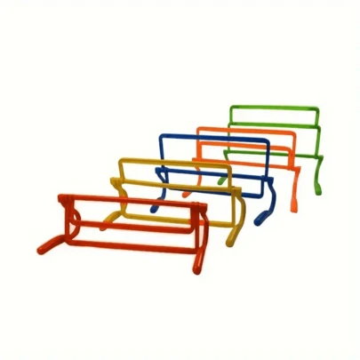 5件套可调节敏捷跨栏，采用耐用ABS材料制成，弧形设计增强稳定性，适用于足球、篮球、健身爱好者、户外训练、学校运动、家庭健身房等，多种颜色混搭，经久耐用，是理想的运动训练器材。