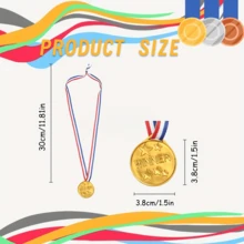 10/20pcs Plastic Gold Medal With Five-Pointed Star Design, Suitable For Sports, Events, Props, Rewards, Party Favors - Multicolor - View 2