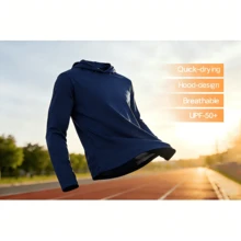 Men's Summer Tops, Men's Hoodies, Men's Long-Sleeved T-Shirts, Men's Fishing Clothing, Men's Work Clothes, Men's Sun Protection Clothing, Quick-Drying Fabric, Suitable For Fitness, Outdoor Activities Such As Cycling And Fishing. - Màu xanh hải quân - Xem 3