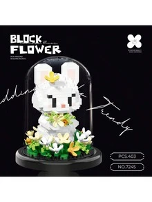 1件可爱宠物花园7243-7248 - 花熊玫瑰兔子迷你粒子积木玩具礼品 - 彩色 - 查看 5