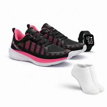 Athletic Shoes With Accessories – Lightweight, Comfortable, Ideal For Training And Everyday Use - 黑色/粉紅色 - 查看 1