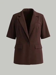 Áo khoác blazer nữ màu nâu đỏ thanh lịch và thời trang, thích hợp cho việc đi làm và mặc hàng ngày, mùa xuân/hè. - Nâu đỏ - Xem 2
