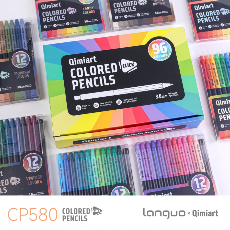Set de 12/96 lápices de colores mecánicos borrables, escritura duradera, sin necesidad de afilar, lápices de dibujo y colorear para estudiantes, suministros de arte para bocetos - Lápices de colores - Ver 1