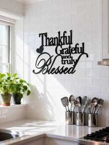 Decoración de pared de metal plano - Placa de bendición de hierro, diseño abstracto de Halloween, adecuado para el hogar, la oficina, la cafetería, el bar y la decoración rústica, placa decorativa para Navidad y Acción de Gracias, acento perfecto para el espacio de la habitación - Negro - Ver 5