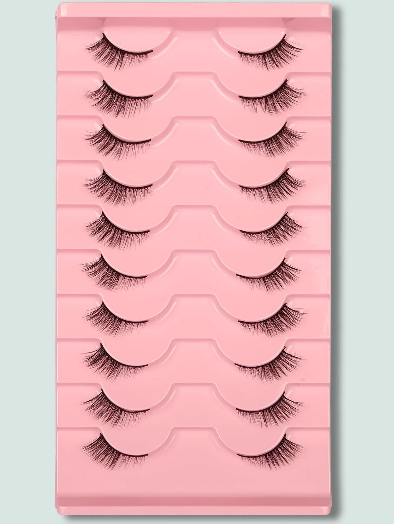 10 Pairs Cat Eye Natural Crisscross Eyelash Extensions With Black Line Suitable For Daily And Dating Makeup Essentials - Black - View 1