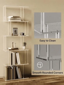 1 Bộ kệ sách hình chữ S 6 tầng hiện đại tối giản bằng acrylic trong suốt, phù hợp cho phòng khách, phòng ngủ, văn phòng, kệ trưng bày thời trang và trang nhã, dễ lắp ráp và vệ sinh. - Nhiều màu - Xem 3